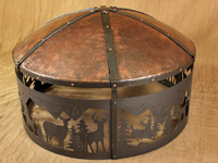 elk fire pit with hammered copper cover