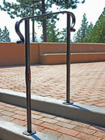 wrought iron grab railing with copper santa fe inserts