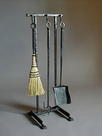 Hand forged fireplace tools by blacksmiths at Ponderosa Forge
